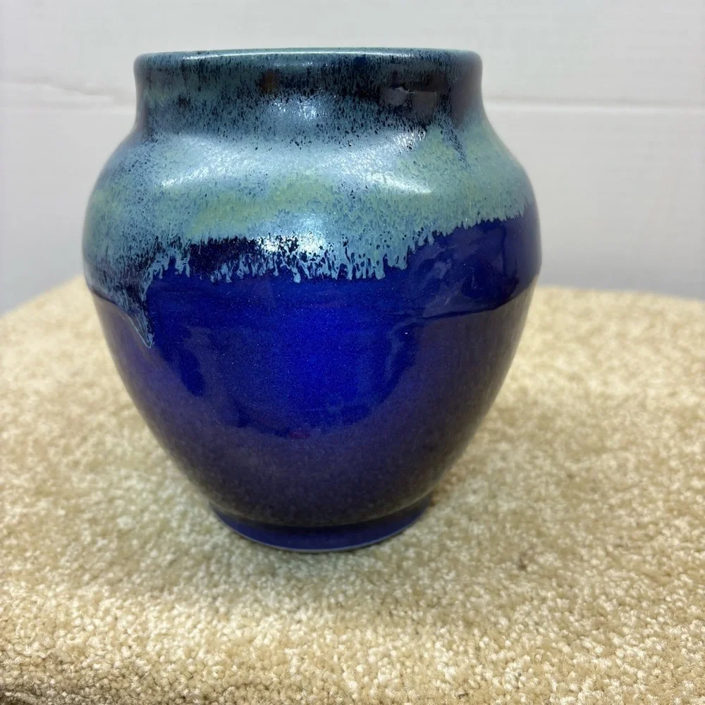 Stunning Cobalt Blue 6” Vase Handcrafted In Zurich Signed Dated 2020 Art Pottery